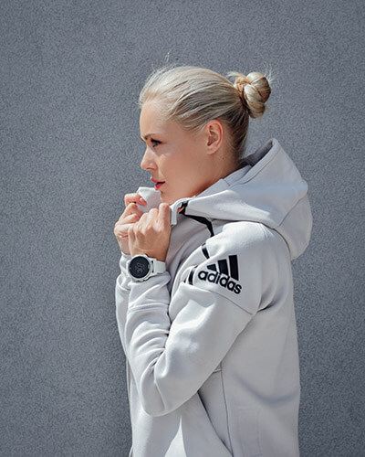 Woman in addidas hoodie - TikTok business profile content (Influencer services)