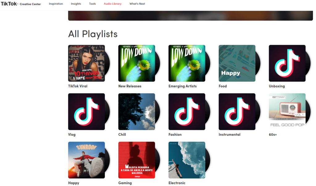 TikTok's Royalty Free Music Library All Playlists
