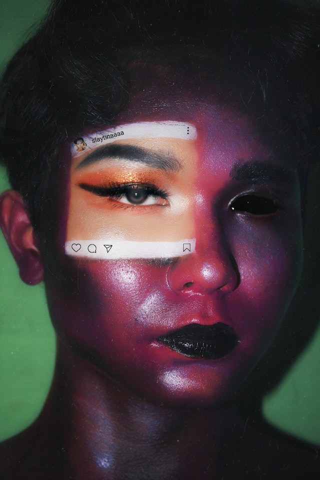 Young Ethnic Woman With Social Media Art On Face